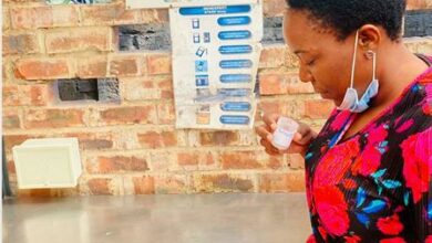 Mulalo Mudau tests for TB at Witkoppen Clinic.