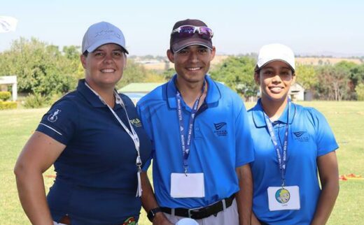 Coaches Julie Bruyns and Zain Bassa with Media Liason Fatima Abdulla.