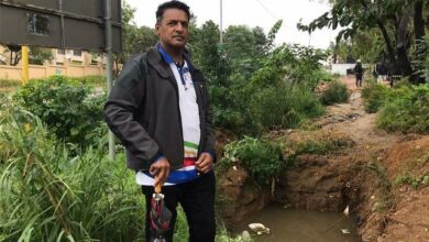 Ward 93 councillor Vino Reddy shows where the child drowned.