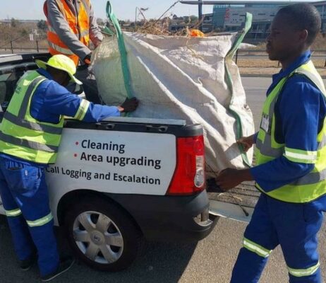 Volunteers hard at work cleaning up.