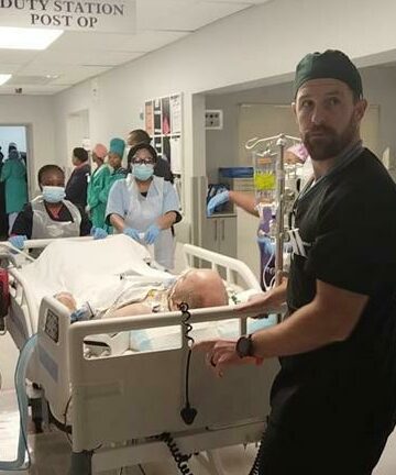 Warren Meyer on his way to ICU.