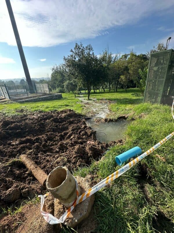Residents are frustrated that after repairing the weeks long leak, the repair site has been left open, posing safety and environmental risks.