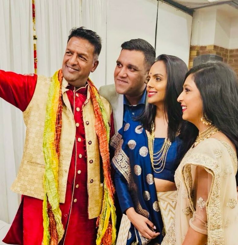 Ward 93 Councillor Vino Reddy, Lauren Naidoo, Ovashni Moodley, and Divakin Seshan Naidoo in their Diwali attire.