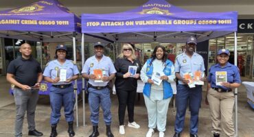 Officers and security partners during the crime prevention campaign at the Cedar Square shopping centre on October 29,2025. Photo: Supplied