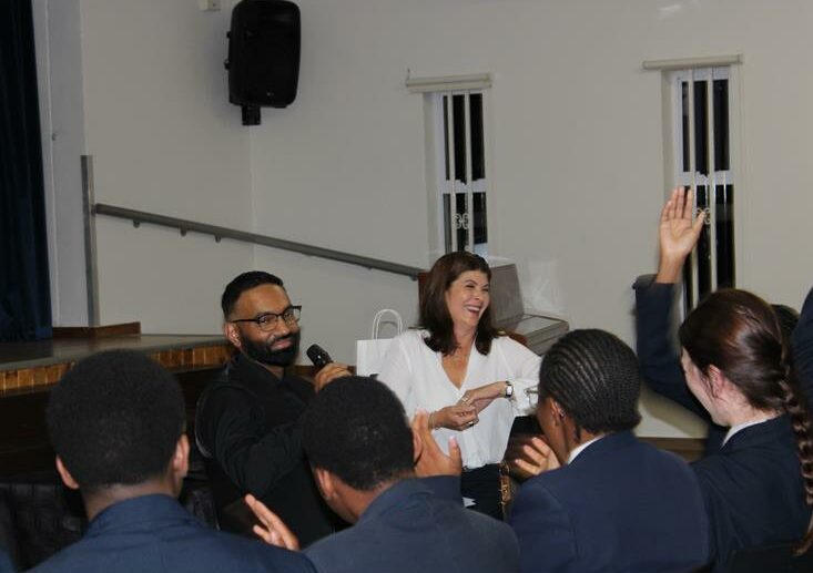 Tyrin Naidoo and Chantal van Dyk share their wealth of experience with the learners at Cedarwood School on October 9, 2025. Photo: Supplied