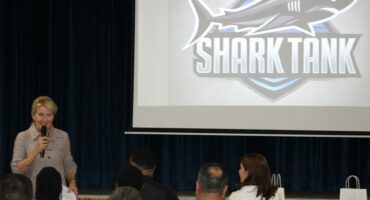 Angela Lovell, FET phase head at Cedarwood School, provides the welcome and opening address to Cedarwood School Shark Tank Evening, held on October 9, 2025. Photo: Supplied.