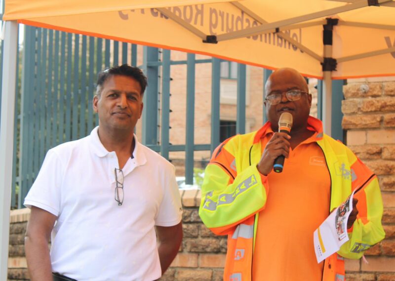 Ward 93 councillor Vinod Reddy alongside Bayanda Dyani across from Sunninghill Taxi Rank on November 6, 2025, as part of Operation Restore. Photo: Ditiro Masuku