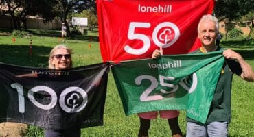 Andrea Antel and Ward 94 councillor David Foley celebrate his 400th parkrun at Lonehill Park on November 22, 2025. Photo: Supplied