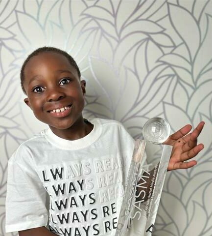 Desmond Desi's Koolen celebrates another award on November 25, 2025, at his home in Fourways.. Photo: Supplied