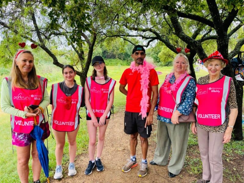 Runners, walkers and volunteers enjoyed a Valentine’s-themed Lonehill Parkrun, with sweet treats adding to the fun of the weekly 5km event.