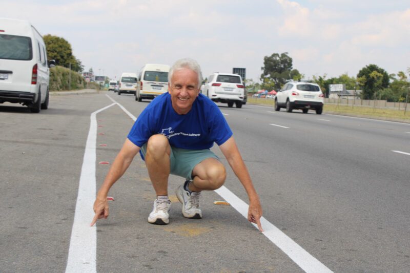 Just months after calling for better-quality paint, councillor David Foley is back on Winnie Mandela Drive, and this time, the lanes are finally clear.
