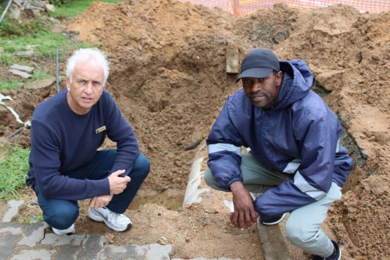 A water pipe leak outside Fernridge Estate on Broadacres Drive in Dainfern has created a sizable excavation, forcing drivers to carefully manoeuvre around the site as repairs get underway.