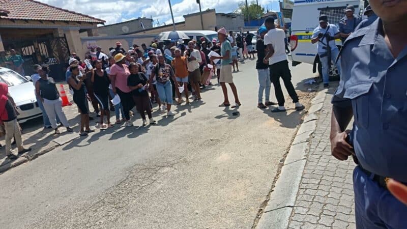 Diepsloot residents protesting outside the Diepsloot Police Station after a teenager died in a Diepsloot police-related shooting on March 29, 2026. Photo: Supplied