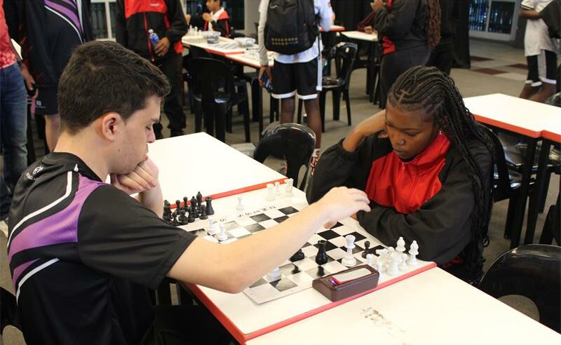 Crawford Ruimsing against Crawford Lonehill during the chess tournament of the Inter-Crawford Sport Festival on March 24, 2025. Photo: Ayanda Ntshingila