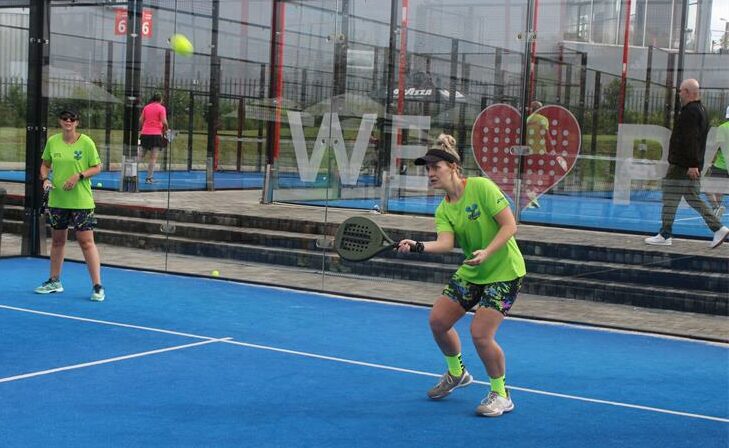 Team green ladies focus during their league match at Match Padel Cedar on April 27, 2026