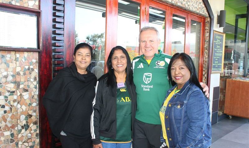 Lonehill Senior Club members with coach Grant Johnson at Dino’s Pizzeria Restaurant in the Lonehill Shopping Centre on May 20, 2026. Photo: Ayanda Ntshingila