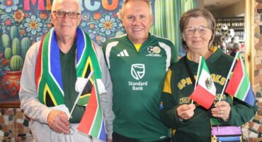 Lonehill Senior Club members with coach Grant Johnson at Dino’s Pizzeria Restaurant in the Lonehill Shopping Centre on May 20, 2026. Photo: Ayanda Ntshingila