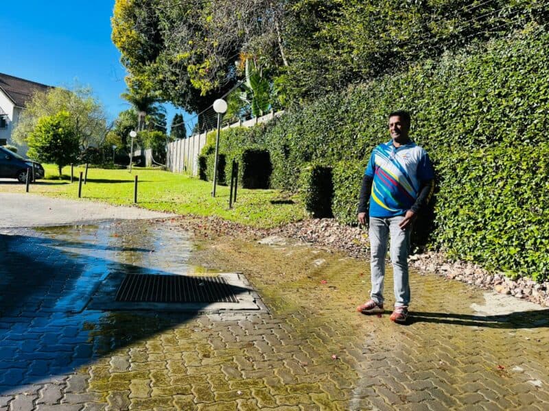 The removal of a boundary wall during leak repairs has sparked security fears among residents already dealing with months of underground water seepage, prompting Ward 93 councillor Vino Reddy to ask if they need to protest to get some action.