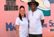Yolandi Green and David Barrows at the Mahalia feeding scheme. Photo: Supplied