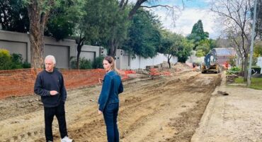 Ward 94 councillor David Foley and Charlene Marlin, Fourways Gardens Estate manager, on Chorisia Lane during its repairs in May 22, 2026. Photo: Ditiro Masuku
