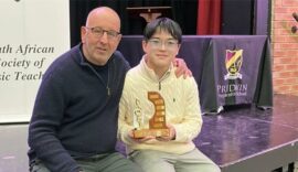 Frank Sturgess and his award-winning student Ryo Nitta, at Frank's Music School in Jukskei Park. Photo: Supplied