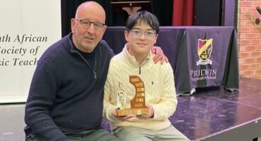 Frank Sturgess and his award-winning student Ryo Nitta, at Frank's Music School in Jukskei Park. Photo: Supplied