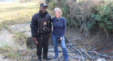 Resident Tracy Kensey and Lawrence Shuma, from Saviki Special Ops, where cables are kept on June 25, 2026. Photo: Ayanda Ntshingila