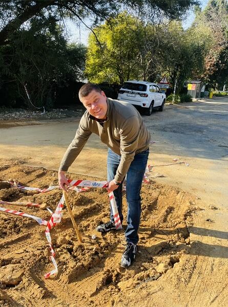 Douglasdale resident Chris Neumann at the corner of Westway and Darter roads on June 11, 2026. Photo: Ayanda Ntshingila