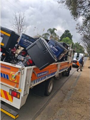 JMPD impounds delivery bikes parked outside Hammets Crossing on June 22, 2026. Photo: Supplied