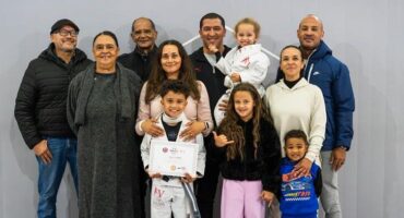 The Janjes Family with Ayden after his grading at QuanWessels Brazilian Jiu-jitsu Academy on June 22, 2026. Photo: Supplied