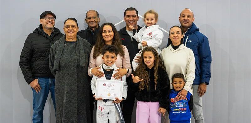 The Janjes Family with Ayden after his grading at QuanWessels Brazilian Jiu-jitsu Academy on June 22, 2026. Photo: Supplied