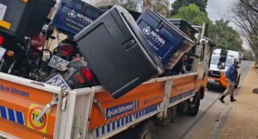 JMPD impounds delivery bikes parked outside Hammets Crossing on June 22, 2026. Photo: Supplie
