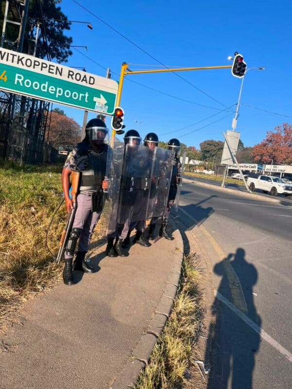 Fidelity Lonehill Special Ops officers on site keeping an eye at the Ginger Park and Clay Oven informal settlement in Paulshof on June 30, 2026. Photo: Supplied