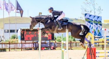 Ashlee Taylor and her horse 334 Callaho Stand by Me make their jump. Photo: