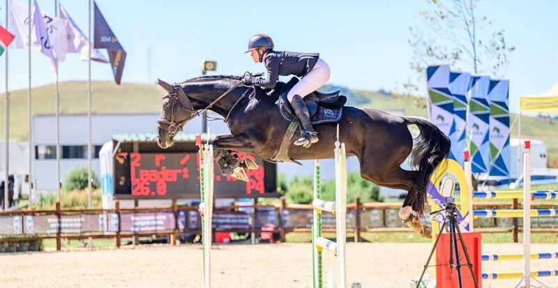 Ashlee Taylor and her horse 334 Callaho Stand by Me make their jump. Photo: