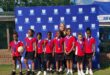 The U9 netball team smiling proudly after winning at the festival. Photo: Supplied