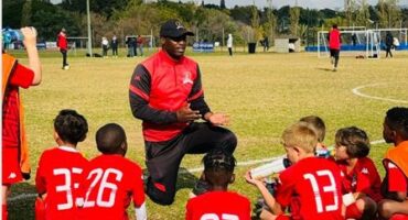 Valley FC head coach Karabo Legodi trains the next generation. Photo: Supplied