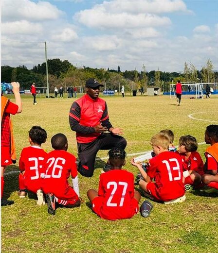 Valley FC head coach Karabo Legodi trains the next generation. Photo: Supplied