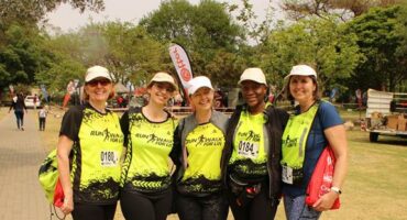 Brown Henek, Cris Blackstock, Tracey Hutcheson, Zanele Masuku, and Anne Dawres from the 2025 Lonehill 5km fun run/walk on September 27, 2026. Photo: Ayanda Ntshingila