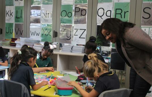 Lizzy Moyo, along with the Grade 2 learners, is writing their heartfelt letters on July 10, 2026. Photo: Reitumetse Gugushe