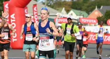 Debbie Ivins is running to the final line during the 2026 Marathon on June 14 2026. Photo: Supplied