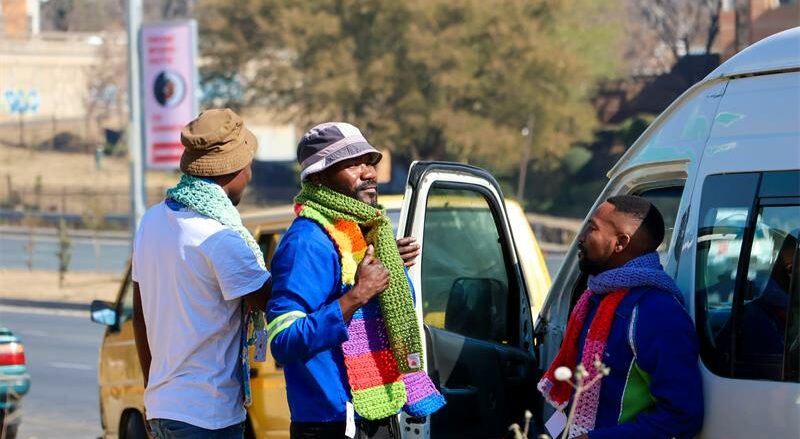 Taxi drivers showcase their scarves, received from Dainfern College learners during the 67 Blankets for Nelson Mandela Day 'Secret Scarves Shhh' campaign on July 17, 2026. Photo: Supplied