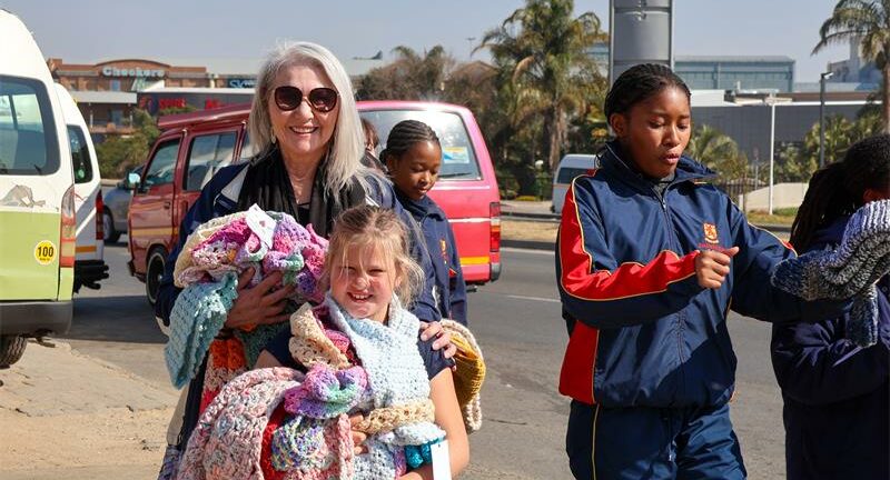 Dainfern College learners spread warmth and kindness to commuters and drivers at the Witkoppen Road taxi rank near Fourways Crossing on July 17, 2026. Photo: Supplied