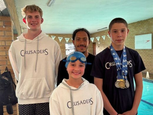 Phoenix Coxon, coach Shadley Pather, Quade Kingsly-Wilkins, and Alessandrea De Deminicis. Photo: Supplied