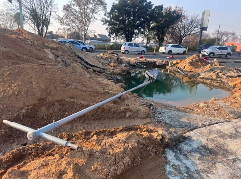 Motorists and residents are urged to exercise caution after a recently repaired pipeline burst again and affected water pressure in surrounding areas.