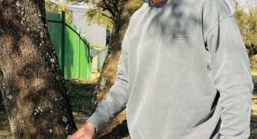 Ward 94 councillor David Foley visits Lonehill Park, where tree maintenance was under way on July 17, 2026. Photo: Ditiro Masuku