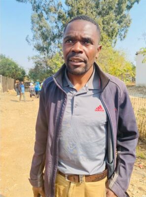 Pastor Brave Moyo looks at his church being demolished on July 23, 2026. Photo: Reitumetse Gugushe