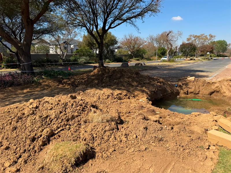 Residents of Waterfall Hills Retirement Estate have been left navigating a single lane after a water burst prompted a growing excavation and the closure of the road outside the estate.