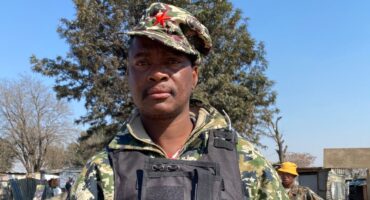 Jacob Shika leads a peaceful walk on August 6, 2026. Photo: Reitumetse Gugushe