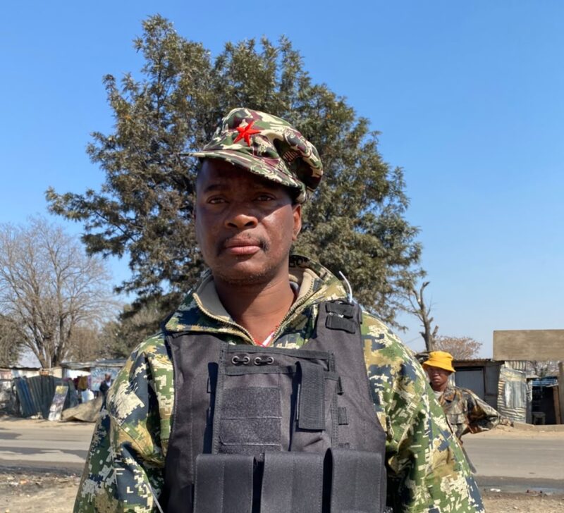 Jacob Shika leads a peaceful walk on August 6, 2026. Photo: Reitumetse Gugushe